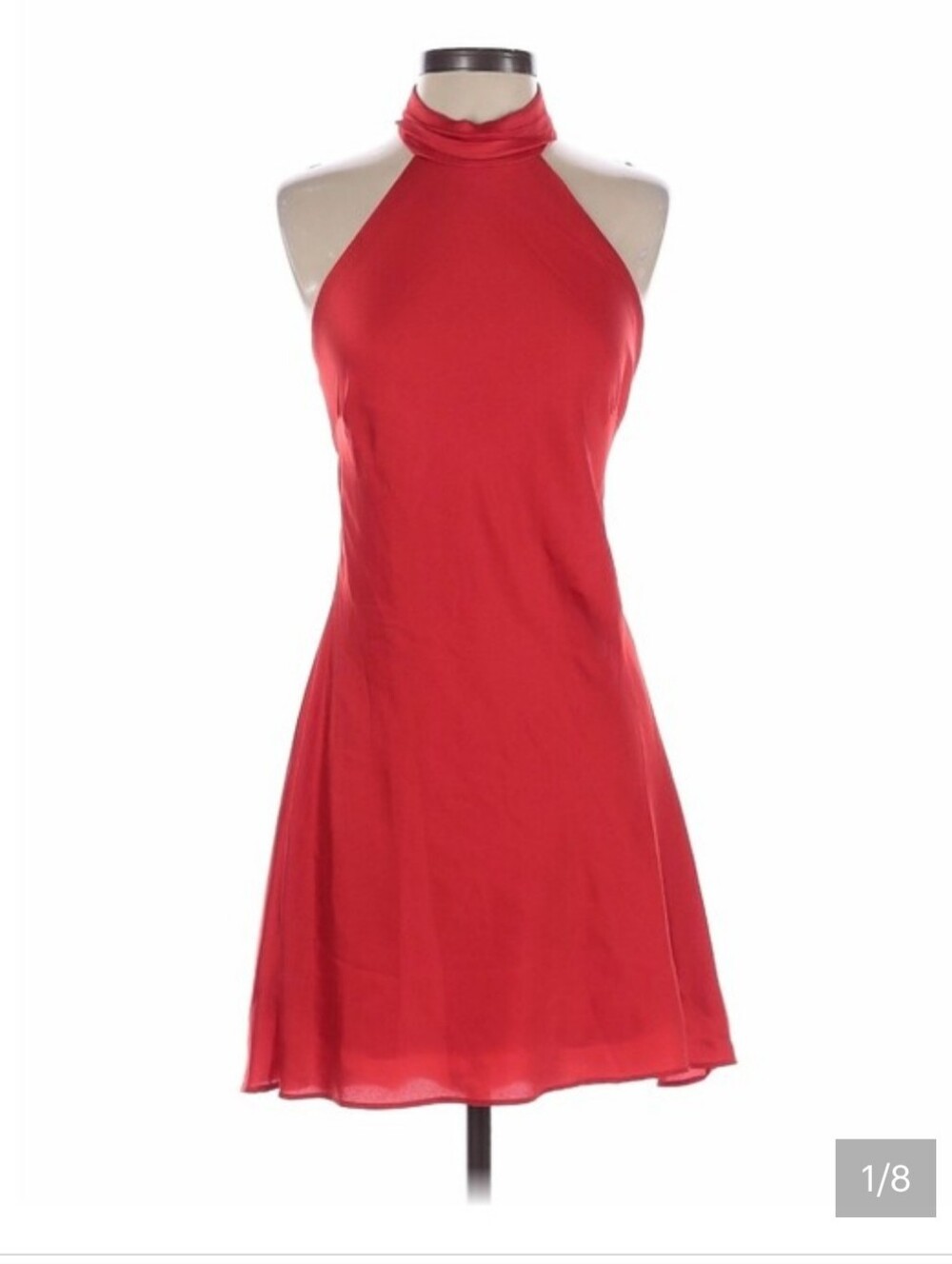 NWT Alex & Sophia Red Satin Halter Midi Dress Size 13/14 Cocktail Wedding Guest